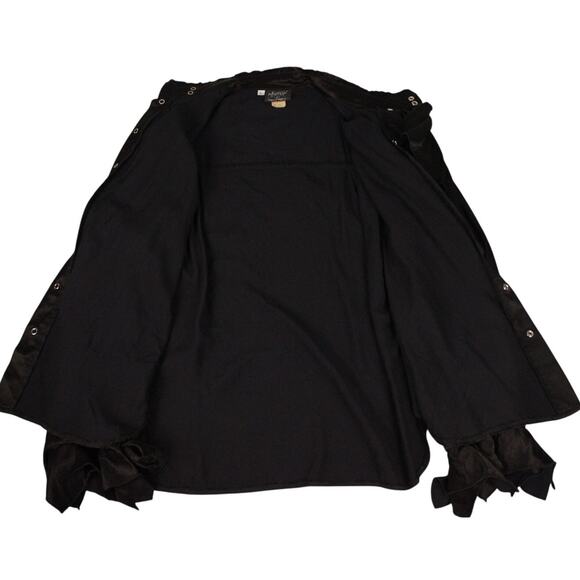 Shrine of Hollywood The Count Ruffle Shirt Men's L Black Pearl Snap Goth - Picture 4 of 10